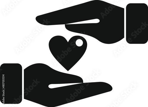 Hands care heart icon simple vector. Love support. Charity action