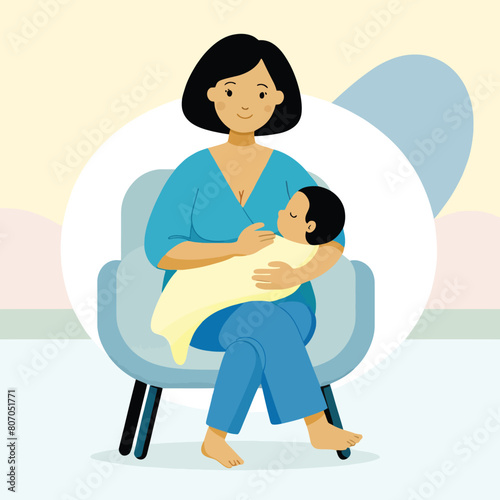illustration of a mother breastfeeding her baby
