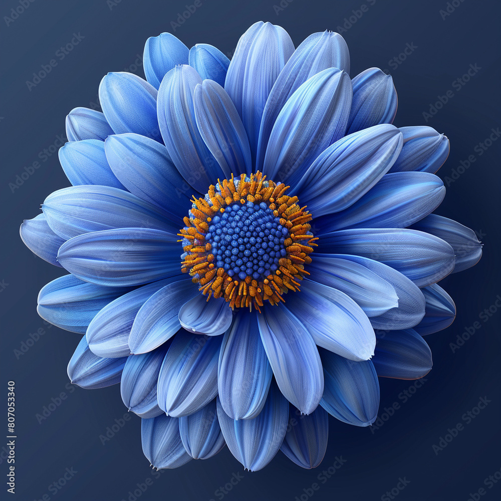 Blue Daisy Vector Art: A Stunning Representation of the Charming Daisy Flower, Its Vibrant Blue Petals and Transparent Background Offering Versatility for Integration into Diverse Design Projects