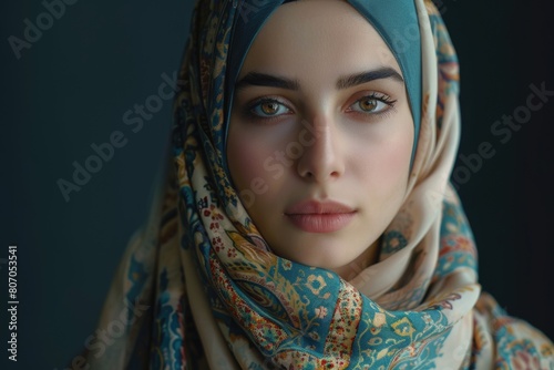 Young beautiful Muslim woman with traditional but fashionable clothes