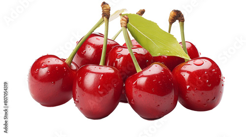 Vibrant Cherries Isolated on Transparent Background PNG Format © FS Stock