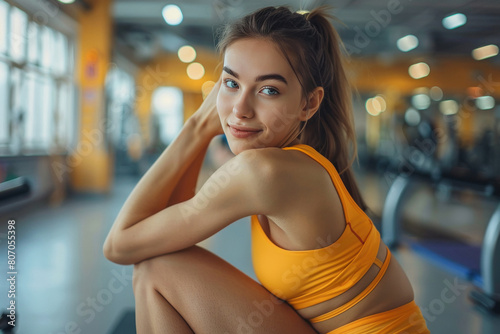 Young sporty woman stretching at the gym © Neha