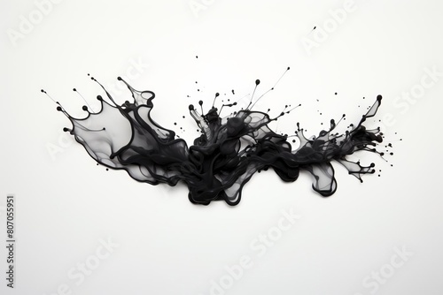 Black liquid splash on white background.