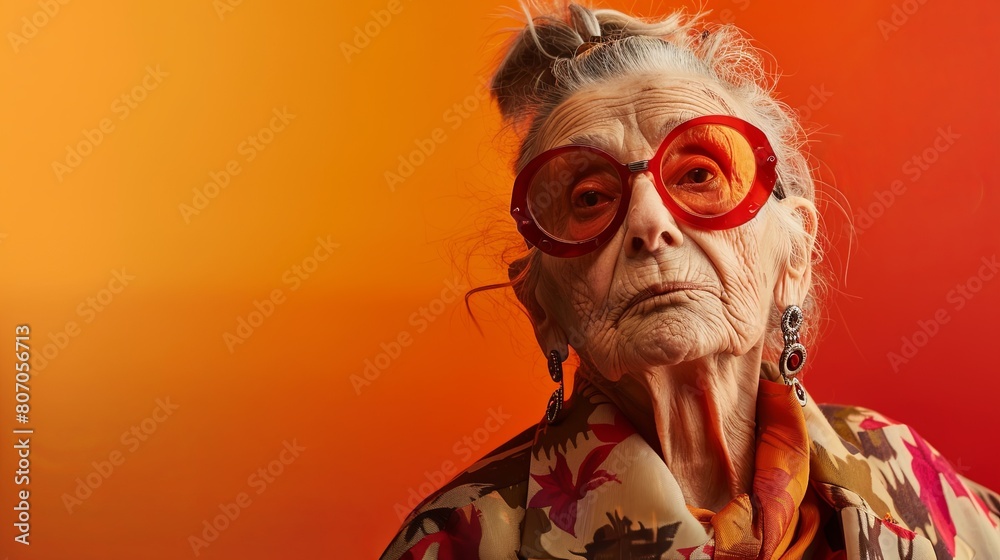 expressive old woman banner