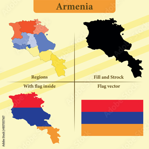 political map vector states and lines and full with vector flag and flag map