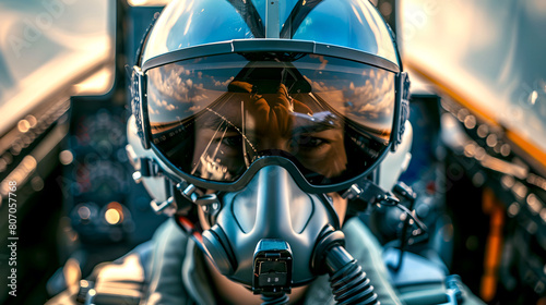 Masked fighter pilot ready to fly