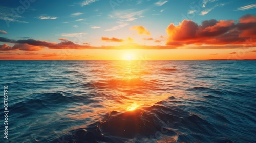 sunset over a calm ocean, 