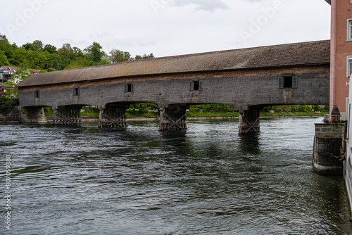 Holzbrücke über den Rhein bei Diessenhofen, Kanton Thurgau, Schweiz