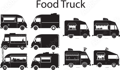 Food Truck  Minimalist Black Silhouette Vector Collection