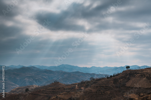 Loess Plateau along the Yellow Highway in Yan an City  Shaanxi Province
