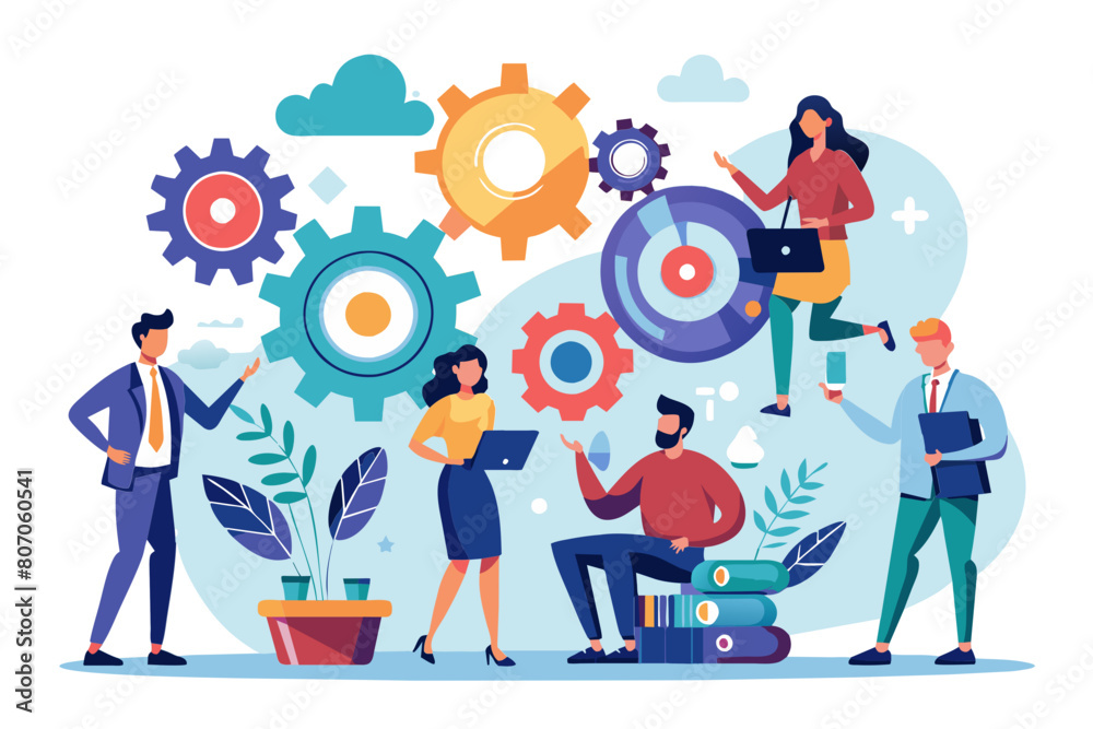 Work together teamwork or cooperate to success solution to team support for best efficiency or productivity development or organization concept businessman people connect gear cogwheels together Work together teamwork or cooperate to success solution to team support for best efficiency or productivity development or organization concept businessman people connect gear cogwheels together