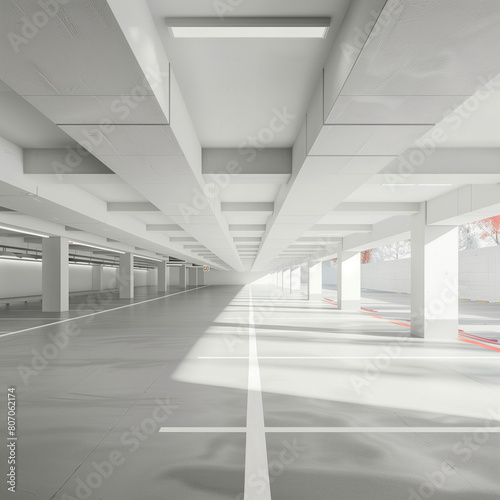 Modern Parking Without Cars and painted white