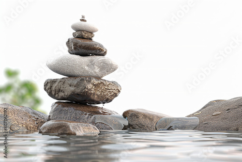 Peaceful Zen Stones Stacked By Calm Water - A Symbol Of Balance And Serenity