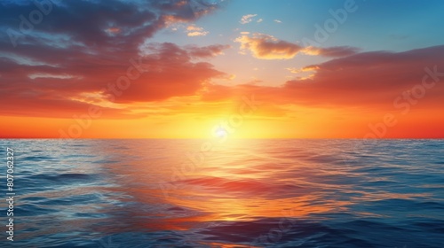 a majestic sunrise over a calm ocean,  © CStock