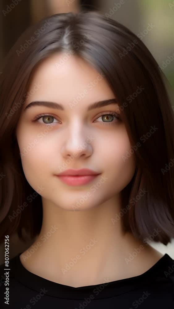 Portrait of a brunette girl with a square hairstyle Portrait of a brunette girl with a square hairstyle