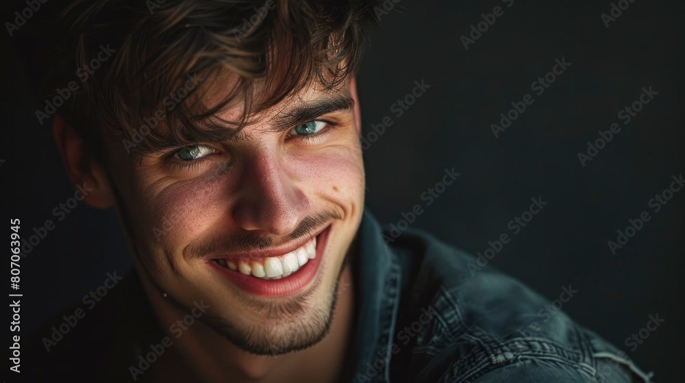 Fototapeta premium Portrait Of A Handsome, Smiling Young Man Taken In A Studio Setting, Background HD For Designer 