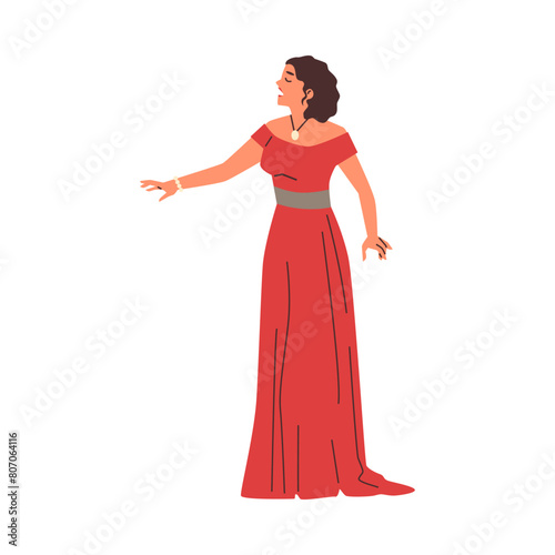 Passionate actress in monologue vector illustration