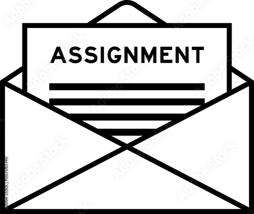 Envelope and letter sign with word assignment as the headline