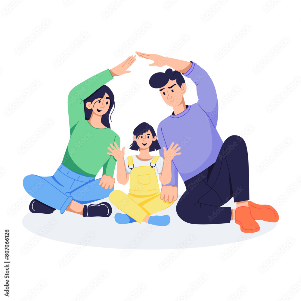 Fototapeta premium Get this flat illustration of a happy family 