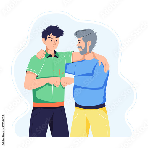 Trendy flat illustration depicting grandpa love 