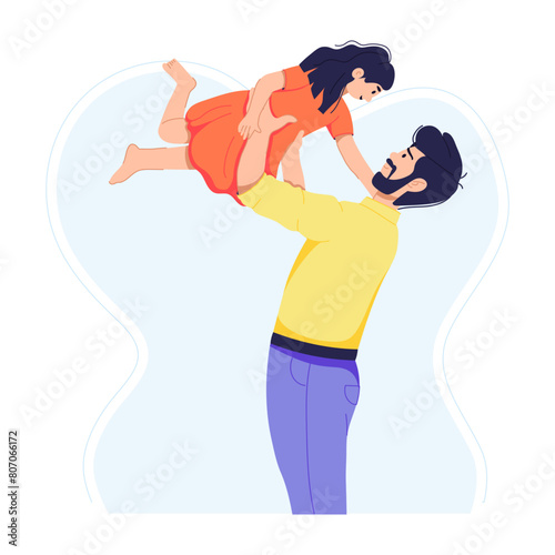 Modern flat illustration depicting father love 