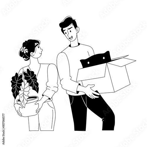 A glyph illustration depicting home shifting 