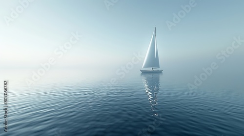 A sailboat is floating on a calm body of water