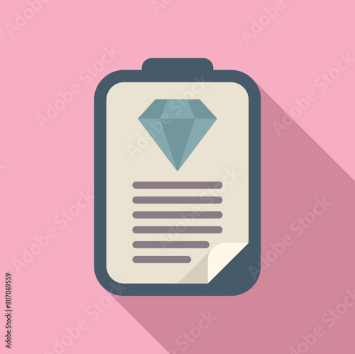 Diamond clipboard icon flat vector. Loan money tax. Investor economy