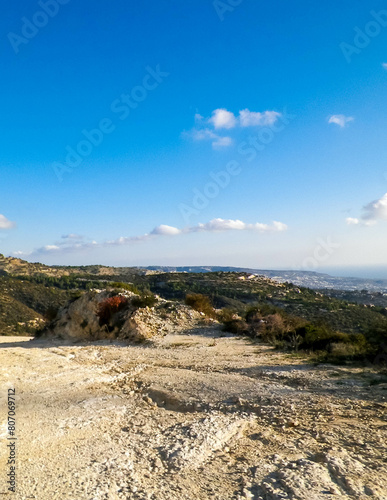 Landascape of Mountains nearby Paphos in summer.