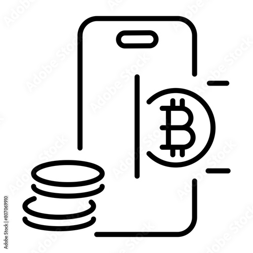 Download linear icon depicting bitcoin transfer 