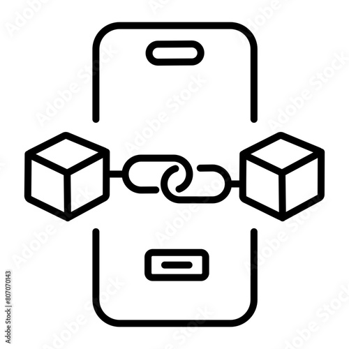 Editable linear icon of a blockchain app 