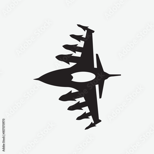 Fighter Plane Vector Clipart Element Design Black Color Steampunk Gatling Gun photo