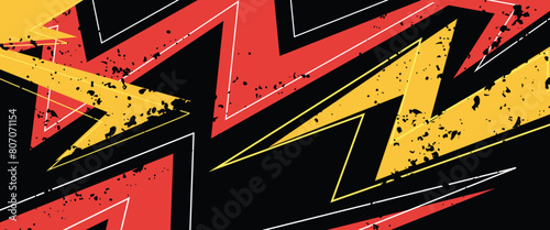 Black red and yellow vector abstract speed sport banner with racing style. Graphic abstract stripe racing banner kit designs for wrap vehicle, race car, rally, adventure and livery