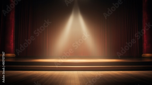 an empty theater stage illuminated 