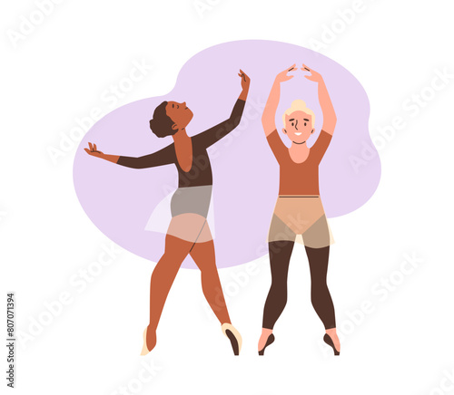 Ballet practice vector illustration of children