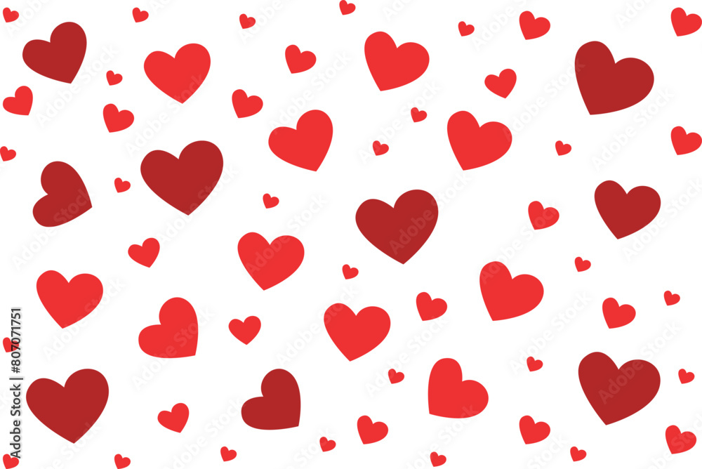 Red heart love pattern flat clipart minimalistic on white background vector illustration