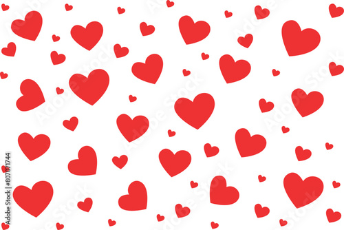 Red heart love pattern flat clipart minimalistic on white background vector illustration