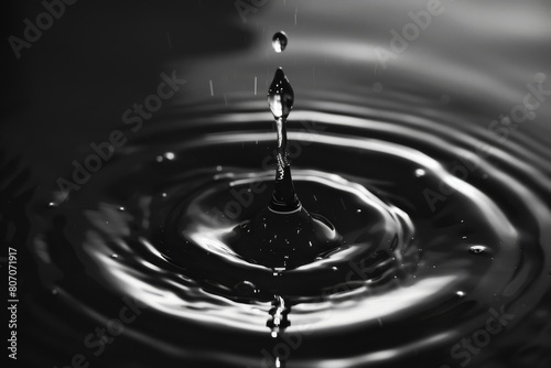 Black water drop on dark