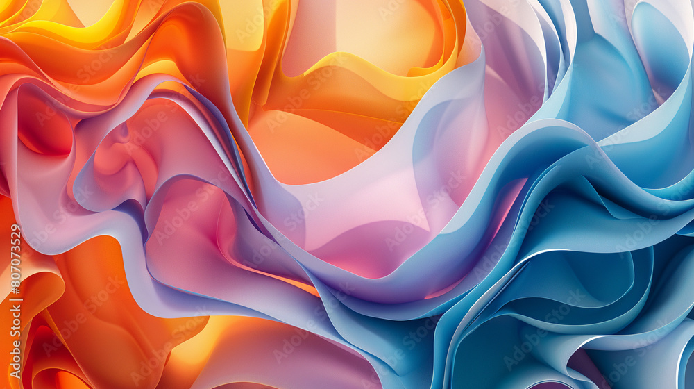 Obraz premium Vibrant Abstract Background Illustrating Fluidity and Stability with Colorful Waves and Curves