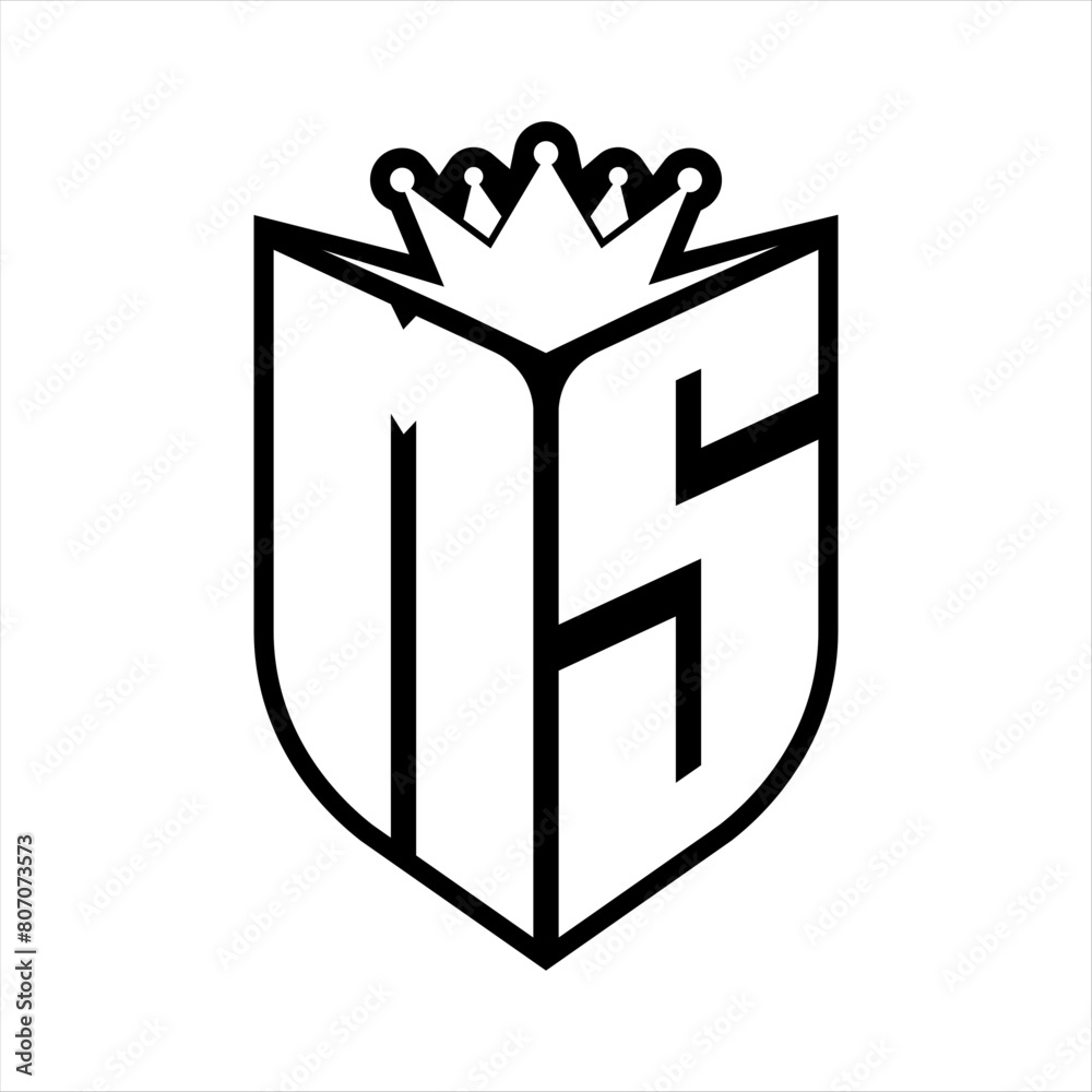 MS Letter bold monogram with shield shape and crown inside shield black ...