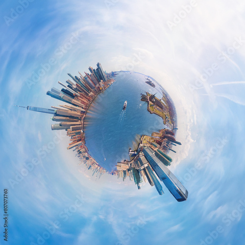Foto Panorama view of New York and new jersey city at sunset
