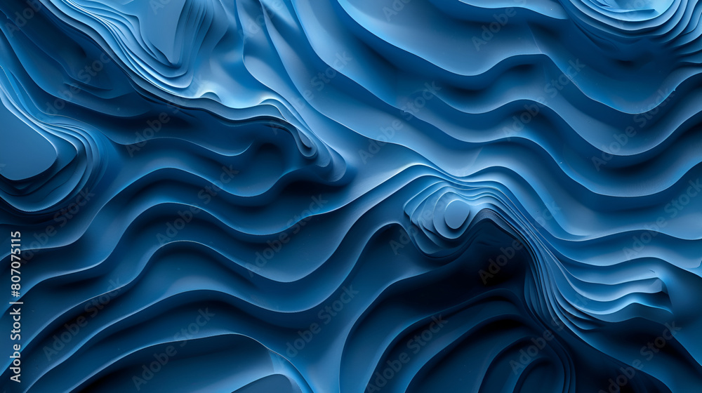 Obraz premium A blue wave with a lot of lines. The lines are very thin and the wave is very long,Blue wavy background. 3d rendering, Light blue color glossy silk satin cloth wavy texture background