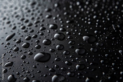 water droplets on all black  matte background.