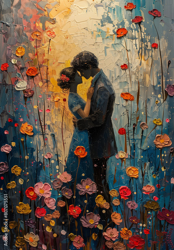 Sensual Strokes: Masterful Oil Painting Captures Passionate Embrace,generated by IA 