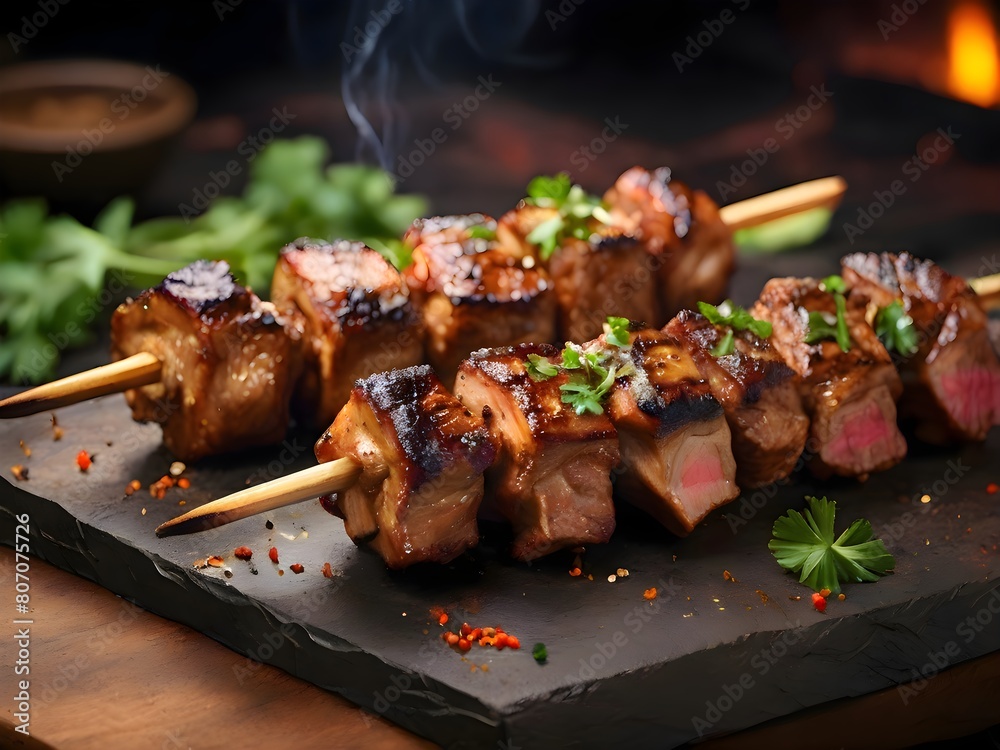 shish kebab on skewers and grill 