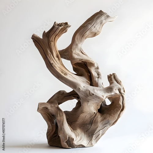 Gnarled and Twisted Driftwood Sculpture with Organic Shapes and Monochromatic Palette © ChubbySunday