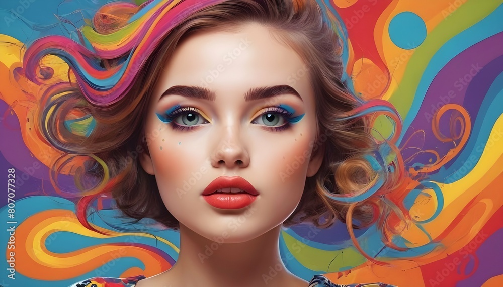 Create a pop art girl with a whimsical expression