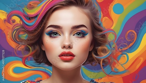 Create a pop art girl with a whimsical expression
