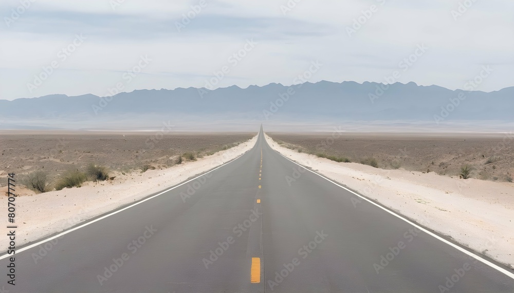 A lonely highway stretching across the vast emptin