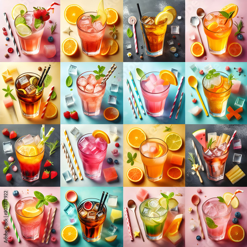 set of food and drinks food, set, vector, cartoon, icon, fruit, collection, meat,Ai. generated 